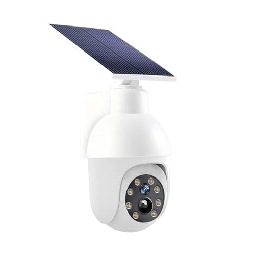 360-Degree Ultra-Bright Solar Light, Dummy CCTV Camera, Outdoor Motion Sensor Spotlight, IP66 Waterproof FloodLights, Wireless Decoy Fake PTZ Dome Security Camera for Porch Garden Patio Driveway