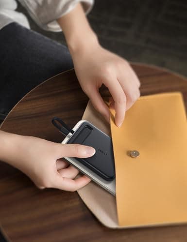 Rosewiththorns USB-C Portable Charger Compatible with iPhone 15, 16, 17 & Android Devices Power Bank Magnetic Battery & Adjustable Stand TSA Travel Approved USB Rechargeable Built-in Cable Black 7