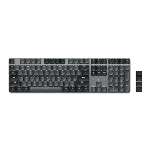 Satechi SM3 Mechanical Keyboard for Mac and Windows, 108 Keys Full Size with White LED Backlit, Wired and Bluetooth for Mac and Windows - Dark Gray/Gray