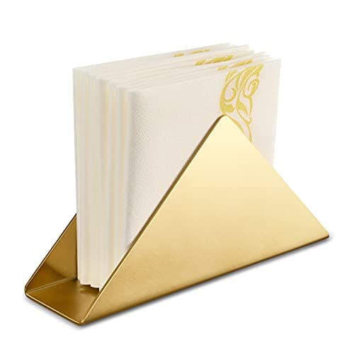 Gold Stainless Steel Napkin Holder, Modern Triangle Cocktail Napkin Dispenser Organizer for Kitchen Countertops, Dinner Tables, Picnic Tables 5