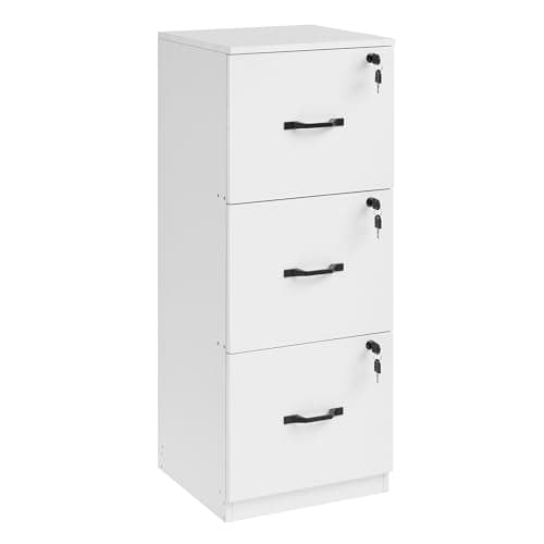 VASAGLE 3-Drawer Vertical File Cabinet, Filing Cabinet for Home Office, Printer Stand, with 3 Lockable Drawers, Adjustable Hanging Rail, for A4 and Letter-Size Files, Cloud White UOFC055W14 9