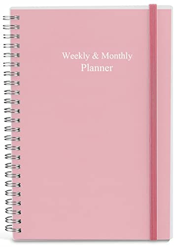 Nokingo Undated Planner for 2025 or Any Year - Weekly & Monthly Organizer Notebook & Journal to Track Goals, 5.85" x 8.25", Perfect to Organize Your Daily Life, Pink Weekly Monthly Planner Undated