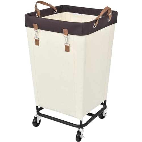StorageWorks 160L Laundry Basket with Wheels, Large Rolling Hampers for Clothing Organizer, Dirty Clothes Basket for Hotel, Home, Closet, Dorm, Beige
