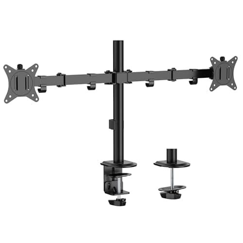 Mount-It! Dual Monitor Stand, Full Motion Desk Mount for 2 Screens up to 32” and 19.8 lbs Each, Tilt Swivel Rotate, VESA 75x75 & 100x100, Adjustable Dual Screen Arm with C-Clamp or Grommet 9