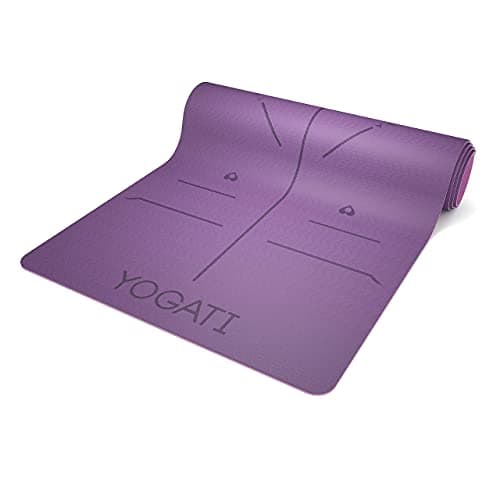 YOGATI Yoga Mat with Alignment Lines. Exercise mat with carry strap. Pilates mats for yoga or Fitness. Non slip Workout Mat. Thick Yoga Mats for women and men. Gym mats for home. Yoga matt thick. 9
