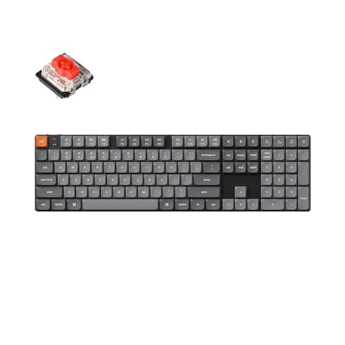 Keychron K5 Max Ultra-Slim Wireless Custom Mechanical Keyboard, QMK/VIA Programmable 3-Mode Bluetooth/2.4 GHz/Wired with RGB Backlight, Low Profile Gateron Red Switch, PBT Keycaps for Mac Win Linux