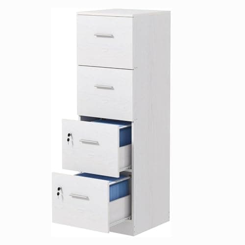 YITAHOME File Cabinets for Home Office 4 Drawer Filing Cabinet Office Vertical Files Storage File Drawers for A4 & Letter-Sized Documents,White
