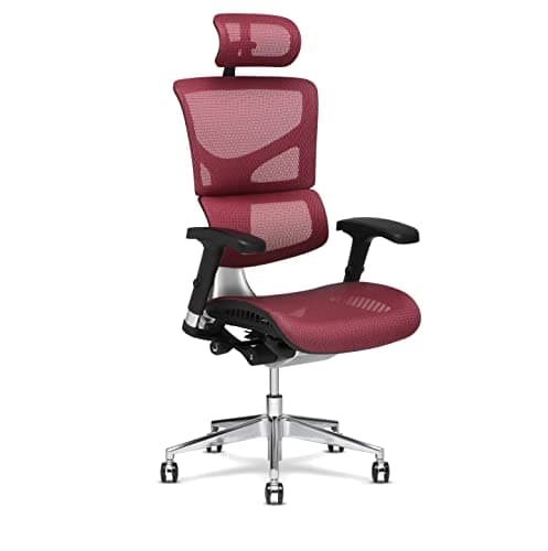 X-Chair X2 Management Task Chair, Red K-Sport Mesh Fabric with Headrest - Ergonomic Office Seat/Dynamic Variable Lumbar Support/Floating Recline/Highly Adjustable/Perfect for Long Work Days