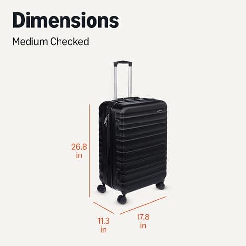 Amazon Basics 26" Hardside Medium Checked Luggage, Expandable For Up to 15% More Space, With Scratch-Resistant Surface, Four Multi-directional Wheels, Black 6