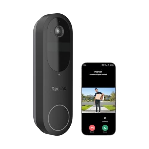 REOLINK 2K Battery Video Doorbell Camera, 150°x150° Head-to-Toe View, 2.4/5 GHz WiFi, Local Storage, No Monthly Fee, Two-Way Talk, Person/Vehicle/Package Detection(Chime not Included)