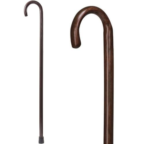 DMI Round Handle Wood Cane, Wooden Walking Cane with Rubber Tip, Durable and Warp Resistant Walnut Wooden Walking Stick, Lightweight and Strong, Holds up to 250 lbs, Made in the USA