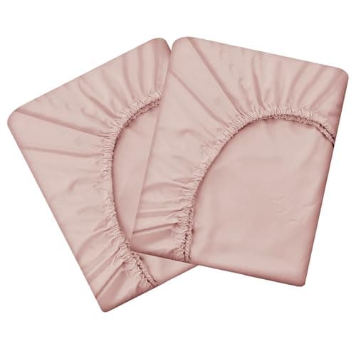 HBHLFZ Twin Fitted Sheet Only 2 Pack, Soft Breathable Bottom Sheet - 39"x75" Deep Pockets Twin Size Fitted Sheet - All Around Stretch Fit, Wrinkle Resistant, Colorfast - Easy Care(Light Pink)