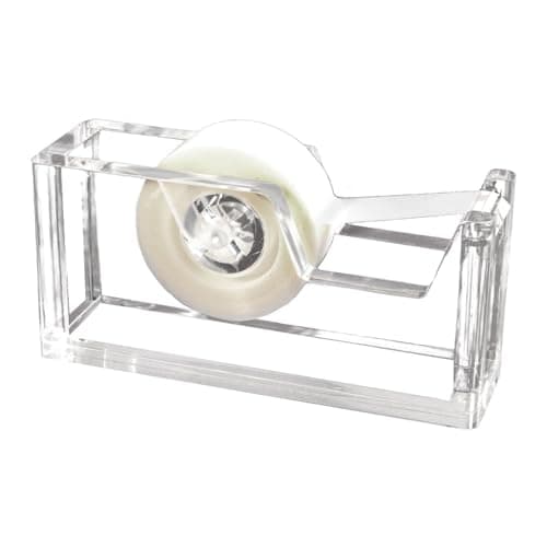 Kantek Clear Acrylic Office Tape Dispenser, Fits Standard 3/4" Refill Rolls, Office Organizer, Desk Accessory, 1.8" x 5.6" x 2.9", Non-Skid Feet for Single Handed Dispensing