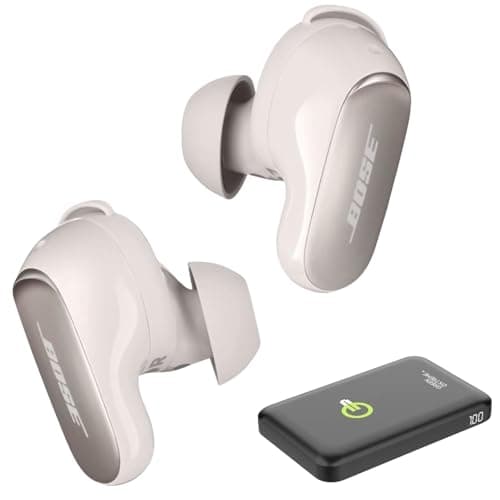 Bose QuietComfort Ultra Wireless Noise Cancelling Earbuds, White Smoke, Bundle with Fit Kit