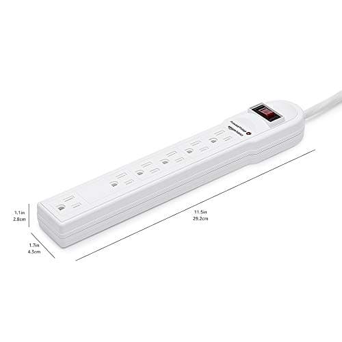 Amazon Basics Surge Protector Power Strip, 6-Outlet, 790 Joules, Circuit Breaker, LED Indicator, 6ft Extension Cord, White 5