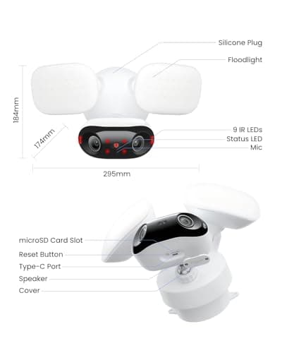 REOLINK Elite Floodlight WiFi, 4K 8MP 180° Panoramic Wired Floodlight Camera, Adjustable 3000 Lumens, Local AI Video Search, Dual-Band Wi-Fi 6, 24/7 Recording, No Monthly Fees, 100~240V AC Hardwired 9