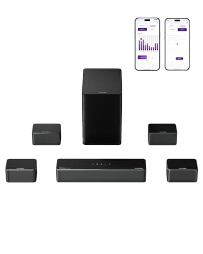 ULTIMEA 7.1 Surround Sound System for TV with Dolby Atmos, 460W Sound Bar for TV with 6.5" Subwoofer, APP Control, 4 Wired Surround Speakers, Home Theater Sound System, Poseidon D80 (2025 Upgrade)