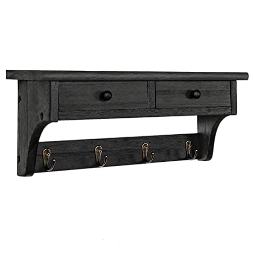 Emfogo Wood Coat Hooks Wall Mounted, Rustic Style with 4 Hooks & Shelf for Entryway, Mudroom, Bedroom, Kitchen, Bathroom (Black) 8