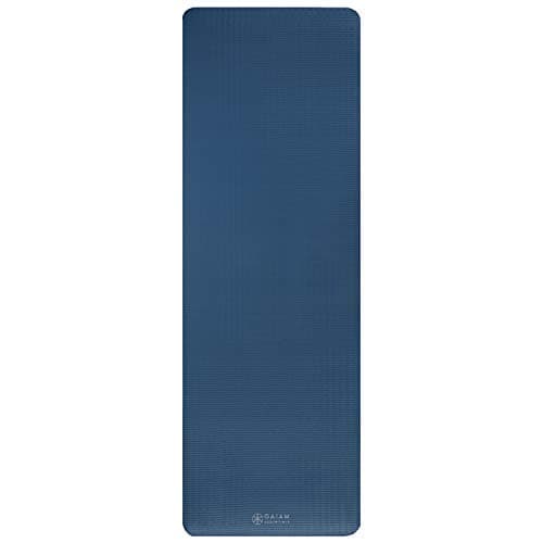 Gaiam Essentials Thick Yoga Mat Fitness & Exercise Mat with Easy-Cinch Carrier Strap, Navy, 72"L X 24"W X 2/5 Inch Thick, 10mm 10