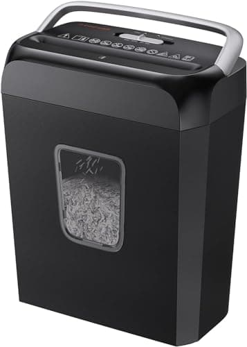 Bonsaii Paper Shredder for Home Use, 3.4 Gal Wastebasket, 6-Sheet Crosscut Paper and Credit Card Shredder for Home Office with Handle for Document,Mail,Staple,Clip (C237-B)