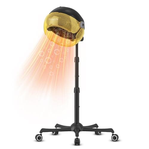 TASALON Gold Portable Hooded Hair Dryer for Home, Standing 1875w Ionic Hooded Dryer on Wheels with Hood, Professional Adjustable Height Sit Under Bonnet Dryer for Women and Beauty Salon