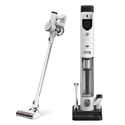 Tineco Pure ONE Station Cordless Vacuum Cleaner with 3L Auto Dust Base, Smart Stick Vacuum Cleaner Powerful Suction & Lightweight, ZeroTangle Brush for Hard Floor, Carpet & Pet Hair, White