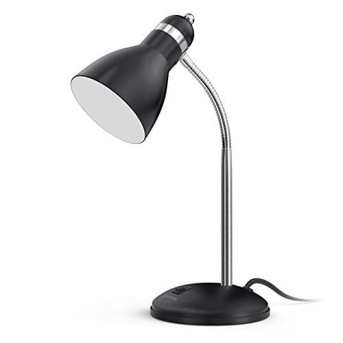 LEPOWER Metal Desk Lamp, Adjustable Goose Neck Table Lamp, Eye-Caring Study Desk Lamps for Bedroom, Study Room and Office (Black)