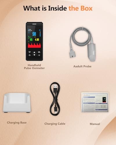 HealthTree Pulse Oximeter Rechargeable Fingertip Pulse Ox, Handheld Pulse Oximeter, Finger Blood Oxygen Saturation Monitor with SpO2 & Pulse Rate, Portable Oxygen Meter Finger for Adults 9