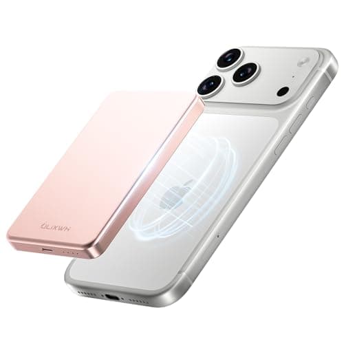 ULiXWH 10,000mAh for MagSafe Power Bank Ultra Slim, Magnetic Wireless Charger with USB-C Cable, Fast Charging Portable Battery for iPhone 17 Pro Max/17 Pro/Air/16/15/14/13, Rose Gold