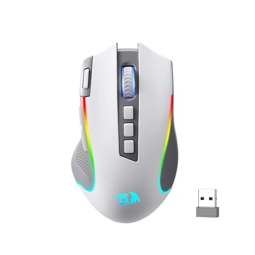 Redragon M612 PRO RGB Gaming Mouse, 8000 DPI Wired/Wireless Optical Mouse with 9 Programmable Buttons & 7 Backlit Modes, BT & 2.4G Wireless, Software Supports DIY Keybinds Rapid Fire Button