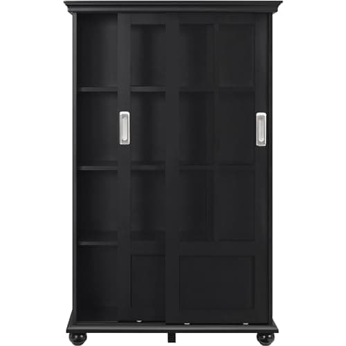 Ameriwood Home Aaron Lane Bookcase with Sliding Glass Doors, Black 7