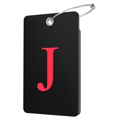 Gostwo 2 Pack Luggage Tags for Suitcases, 26 Initial Letter Travel Luggage Baggage Identification Labels ID Tag Fully Bendable Tags with Stainless Steel Loop (Black) (Letter J)