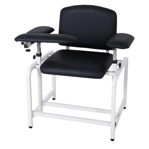 COOLWAVE Phlebotomy Chair with Arms, Extra Thick Padded Blood Drawing Chair with Adjustable Armrest (Black)