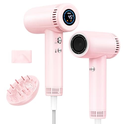 Hair Dryer for Women - 160,000 RPM Ionic Blow Dryer - High Speed Fast Drying Professional Hairdryer, 9 Temps Set, 500 Million Negative Ions, Lightweight 0.8lb for Travel, Auto Clean, Nozzle, Diffuser