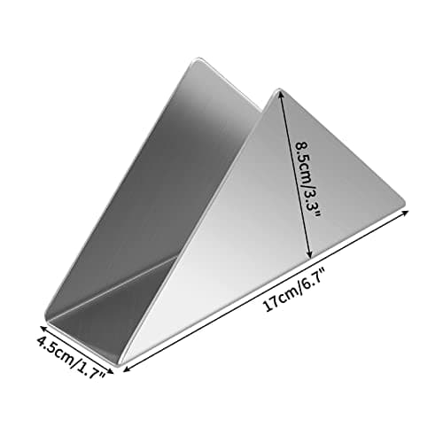 luvtree Silver Stainless Steel 304 Napkin Holder, Modern Triangle Cocktail Napkin Dispenser Organizer for Kitchen Countertops, Dinner Tables, Picnic Tables 2
