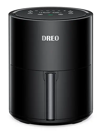 DREO Air Fryer - 100℉ to 450℉, 4 Quart Hot Oven Cooker with 50 Recipes, 9 Cooking Functions on Easy Touch Screen, Preheat, Shake Reminder, 9-in-1 Digital Airfryer, Black, 4L (DR-KAF002)