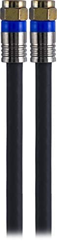 GE RG6 Coaxial Cable, 50 ft. F-Type Connectors, Quad Shielded Coax Cable, 3 GHz Digital, in-Wall Rated, Ideal for TV Antenna, DVR, VCR, Satellite, Cable Box, Home Theater, Black, 33532 7