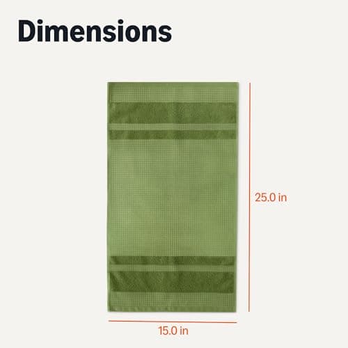 Amazon Basics Organic Cotton Waffle Kitchen Dish Towels - Ultra Absorbent, Quick Drying, Lint-Free, 15 x 25 inches, 6-Pack (2pc Olive Light/Brown Strip, 2pc Brown, 1pc Olive, 1pc White) 5