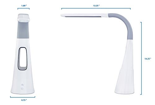 Turcom LED Desk Lamp with Fan, Cool Breeze Lamp with Bladeless Fan with Adjustable Neck, 3 Speeds and 5 Brightness Levels, White 9