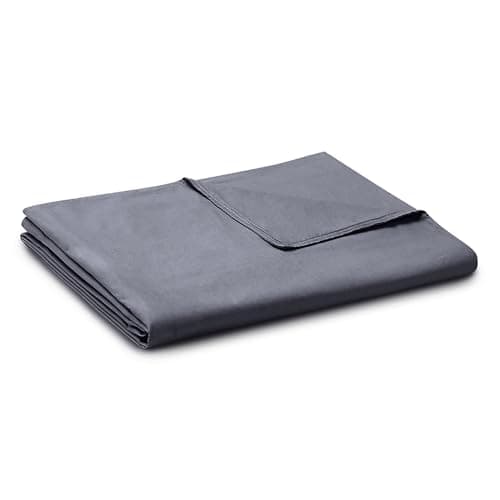 YnM Exclusive Cotton Duvet Cover for Weighted Blankets with 16 Strings (Dark Grey, 48"x72")