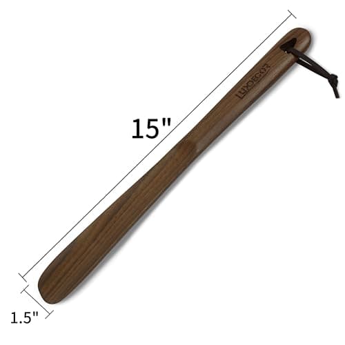 Luxdecor Long Handled Wooden Shoehorns- 15in Wooden Long Handle Shoe Horn for Seinors Men Boot Jack Shoe Helper for Women 5