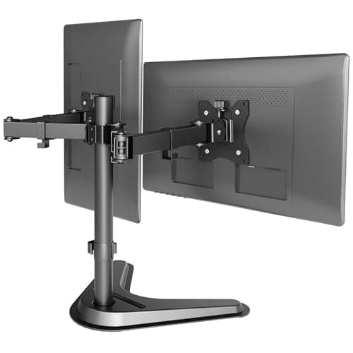 Claiks Dual Monitor Mount, Ergonomic Adjustable Monitor Arm for Max 32 inch Screens, Adjustable Computer Monitor Stand up to 40 lbs, VESA Mounting Holes 75&100mm, Black