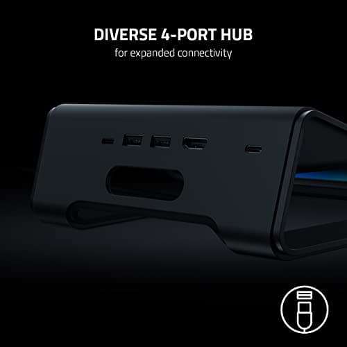 Razer Laptop Stand Chroma V2: USB C Hub with 4K HDMI, 2 USB 3.1, PD 100W - Ergonomic Design - Anodized Aluminum Construction - Customizable Chroma RGB Lighting - Matte Black 7