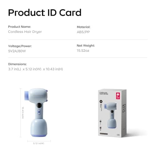 Bc Babycare Gentle Cordless Hair Dryer for Baby and Kids, Quiet Portable Mini Blow Dryer for Infant,​Portable​ Travel Hair Dryer,Low Heat/Speed with 4 Model for Hair Diaper and Full Body (Purple) 9