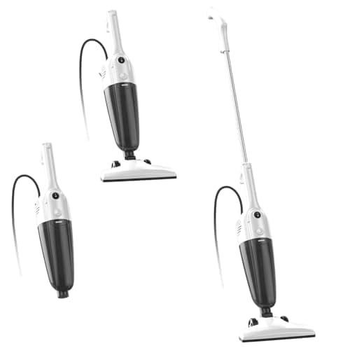 FUNCCUBE Stick Vacuum Cleaner, Corded 2-in-1 Lightweight Vacuum with Powerful Suction, Washable HEPA Filter, Handheld & Upright for Pet Hair, Carpet, Hardwood Floor & Home Cleaning – White MC607C