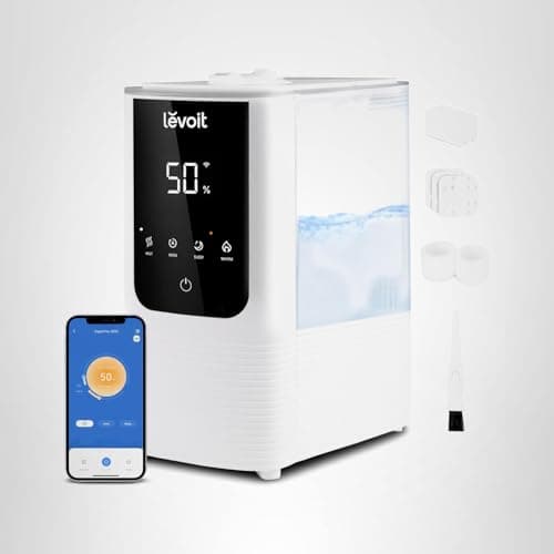 LEVOIT Humidifiers for Bedroom Home, Smart Warm and Cool Mist Air Humidifier for Large Room, Auto Customized Humidity, Fast Symptom Relief, Easy Top Fill, Essential Oil, Quiet, OasisMist4.5L, White 10