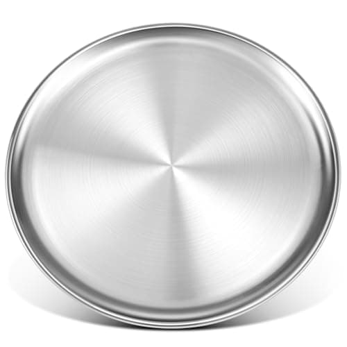 Yuiicaov Stainless Steel Pizza Pan 16 inch, Pizza Pan for Oven, Steel Pizza Tray, Thick Round Pizza Plate Pizza Baking Sheet, Easy Clean & Dishwasher Safe, Set of 1