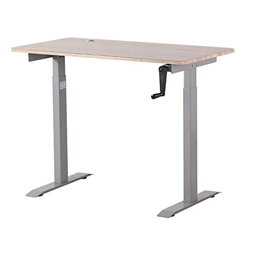 UNICOO - Crank Adjustable Height Standing Desk, Adjustable Sit to Stand up Desk,Home Office Table, Computer Table (Antique Oak Top/Grey Frame - NTCSET-01-AOG)