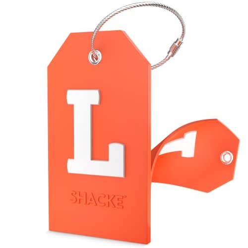 Shacke Initial Luggage Tag with Full Privacy Cover and Stainless Steel Loop – (Letter L)