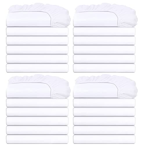 Hoolerry 10 Pack Bedding Twin Fitted Sheets Bulk Fitted Twin Size Bottom Sheets 38'' x 75'' Fits Mattresses up to 12" Deep(White)